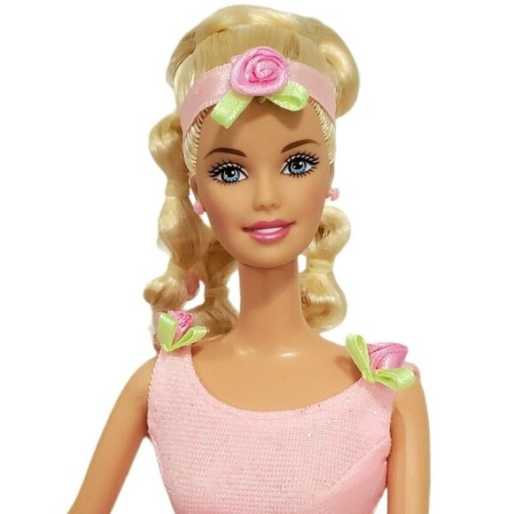 Barbie Rose Princess Doll Magic Growing Hair Pink Glitter Dress Skirt Earrings - Picture 4 of 16